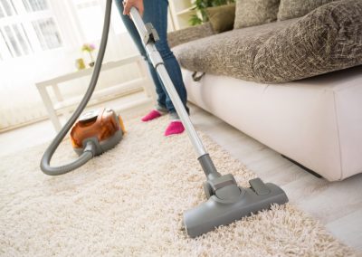 Cleaning carpet in living room